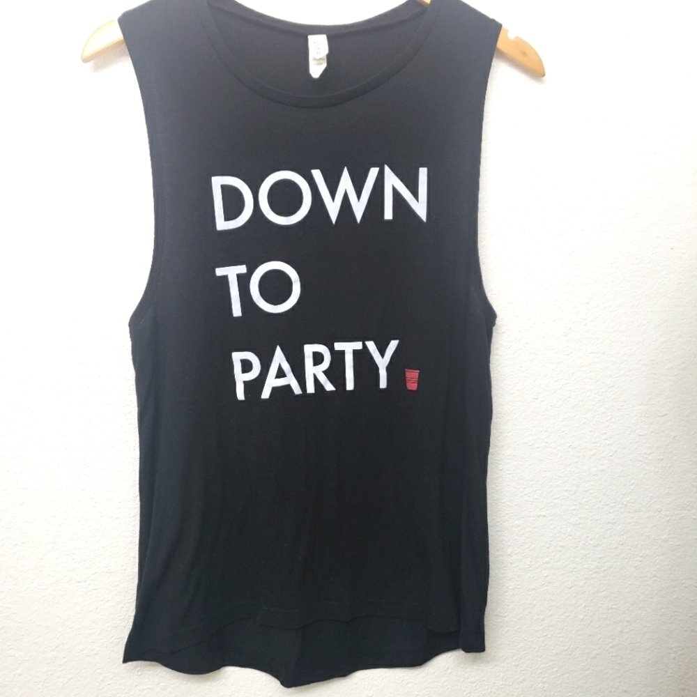 Bella + Canvas Down To Party Black Tank Top Size L